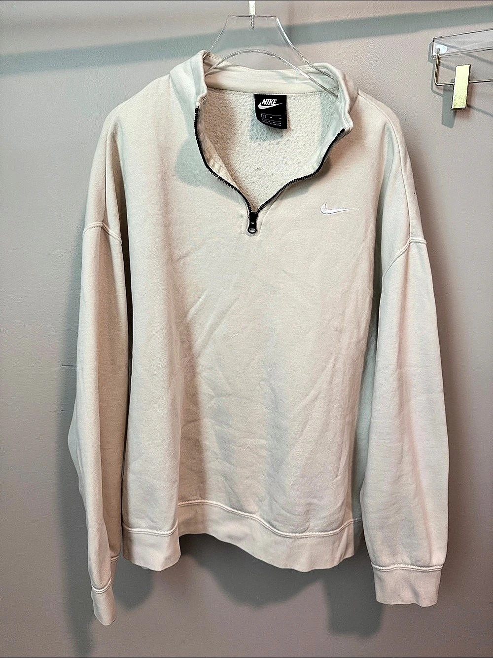 Nike Men's Cotton Quarter-Zip in Cream Size Medium
